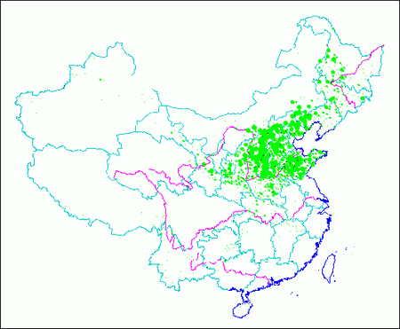 谷子种植分布示意图