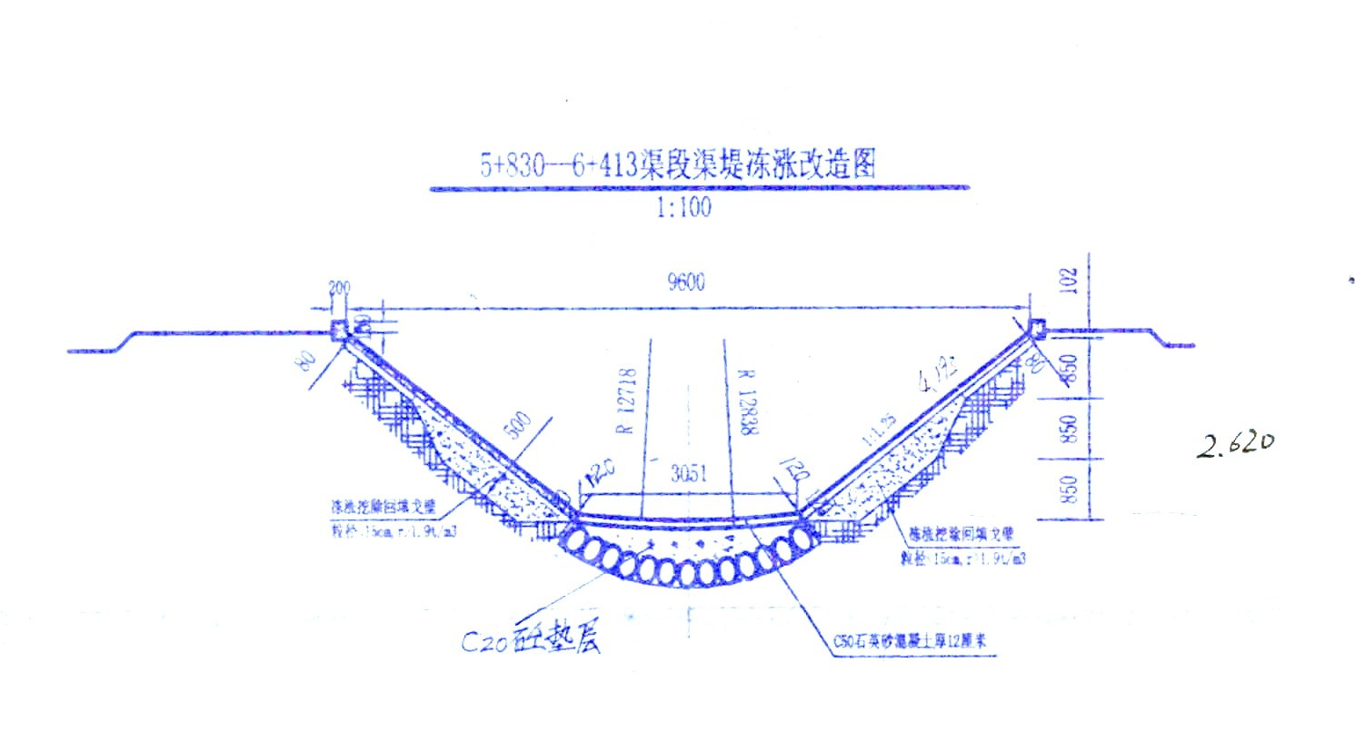 渠堤冻涨改造图