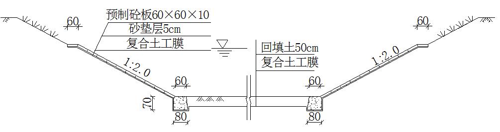 引汤总干解放岗渠道断面图